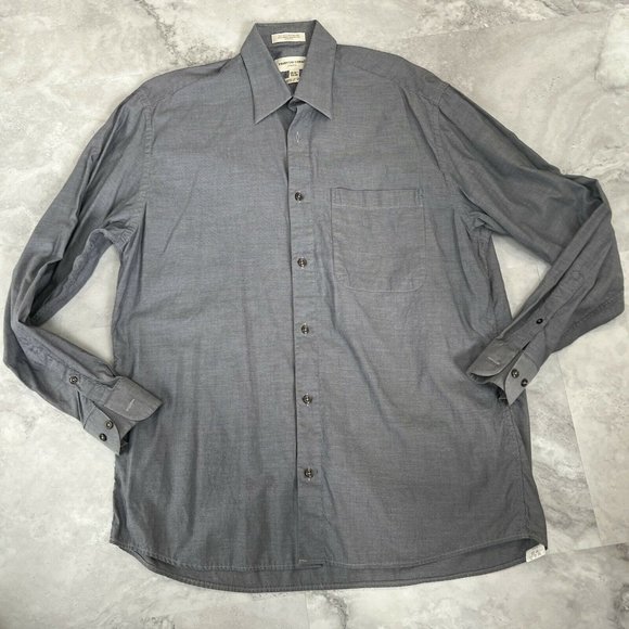 Pronto Uomo Firenze Gray Italy Mens Button Down‎ Shirt Size 39 15.5 34/35 90's - Picture 1 of 5